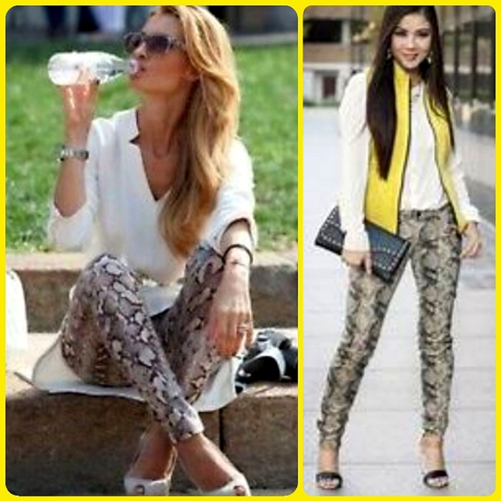 CAbi Diamondback Snake Print Skinny Jeans